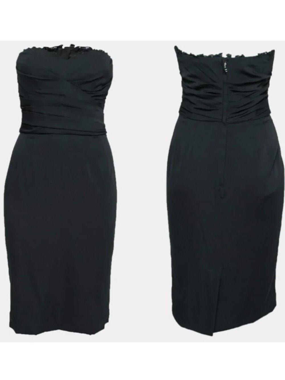 Dolce & Gabbana Strapless Black Lace Silk Bustier Dress 38 2